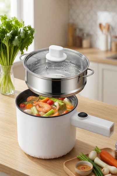 Muchmy Electric Pot Multifunctional Rice Cooking Eggs Boiling Noodles Pot Wit...