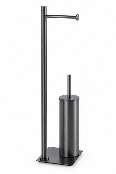 Gedy Trilly Pedestal Toilet Paper Holder and Brush Holder - Matte Black