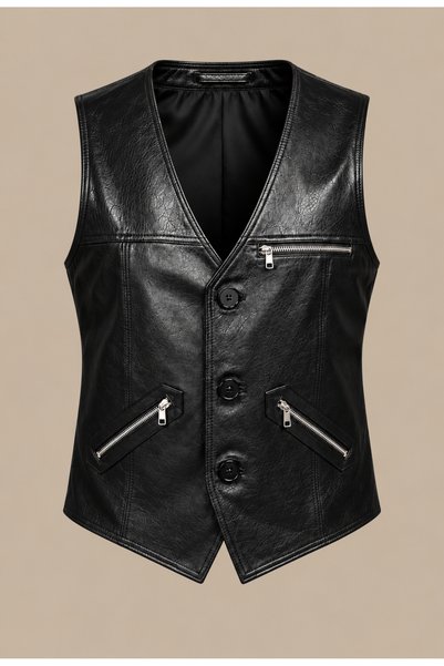 Velmora Leather Hakiki Deri Erkek Yelek-Astarlı-Premium Deri-Fit Kalıp