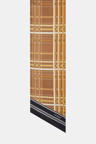 Vakko KAHVE GEOMETRİK DESENLİ TWILL FULAR