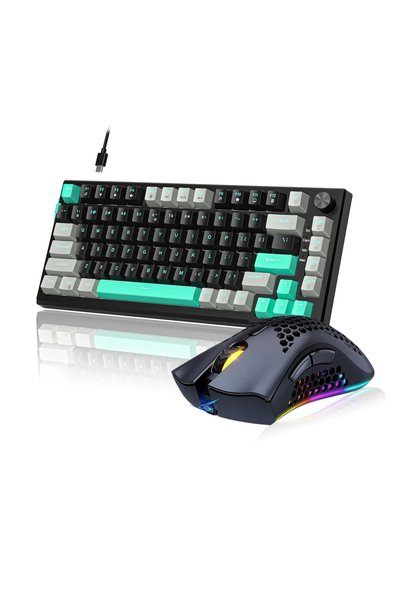 Timebox Pachet de gaming: Tastatură TKL 75% Hot-Swap (comutator albastru) + M...