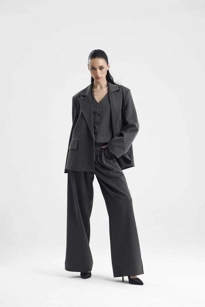 GACA COLLECTION Spelo Polyviscose Fabric, Gray, Stylish, Classic Blazer Jacket.