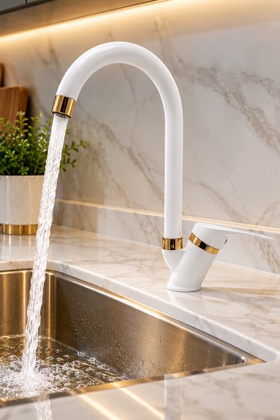 KUSTAR Cambridge Gold Beyaz Mutfak Evye Bataryası