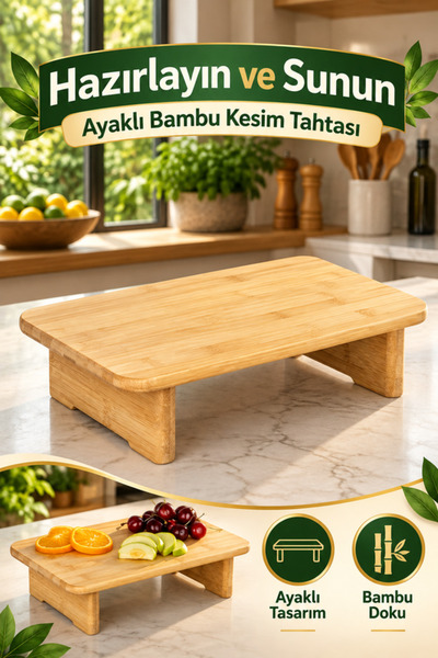 mucit home Standing Bamboo Rectangular Cutting Board, Cutting Board, Bread Bo...