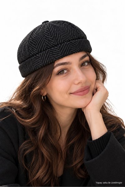 ZERAMİNE Kaşe Docker Bere Şapka Yünlü Unisex