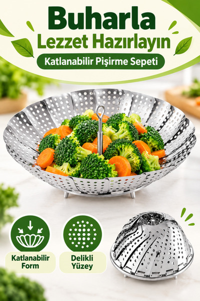 mucit home Buharda Sebze Pişirme Sepeti Paslanmaz Çelik Tencere İçi Buharlı H...