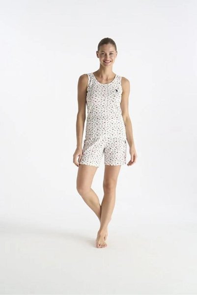 U.S. Polo Assn. 20273 100% Cotton Scalloped Crispy Floral Thick Strap Shorts Set