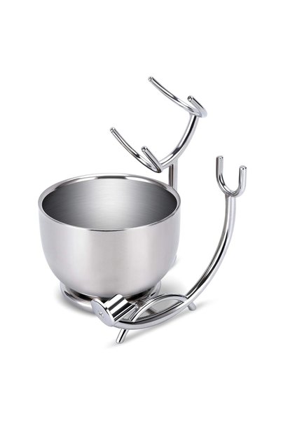 Choice1 Silver Stainless Steel Design Shaving Stand and Shave Soap Bowl - Unb...