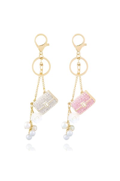 Choice 2PCS Fashion Crystal bag Shape Flower Rhinestone Keychain for Women's ...