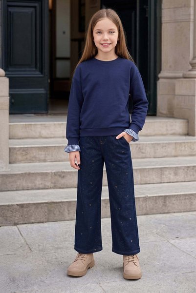 Fulla Moda Stoned Glitter Palazzo Girls' Trousers