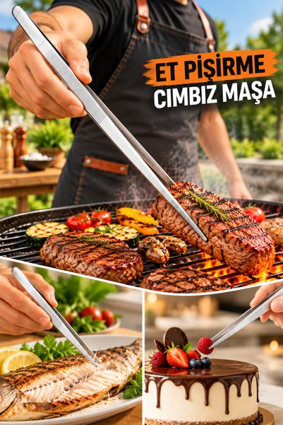 Ercazzo 30 cm Stainless Steel Meat Tongs for Cooking, Grilling, Barbecue, Fis...