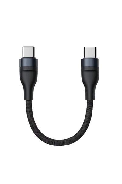 Choice كابل شحن سريع أسود PD60W من النوع C إلى النوع C، بطول 0.25 متر، سلك بي...