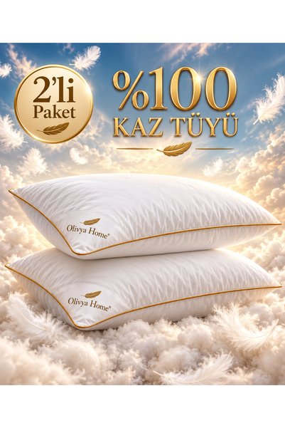 Olivya Home Stark Set 100% Goose Feather Pillow 20% Goose down 80% Goose Feat...