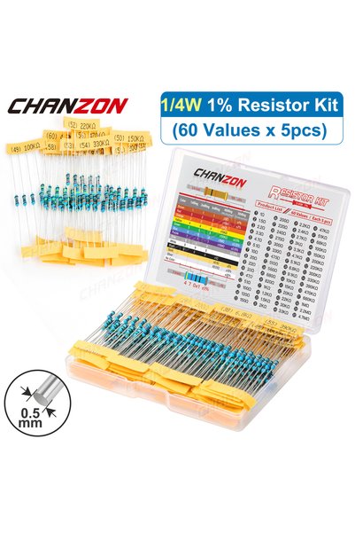 Choice 60 Values x 5pcs Mix 60 Values 1/4W Metal Film Resistors Kit 300Pcs/Pa...
