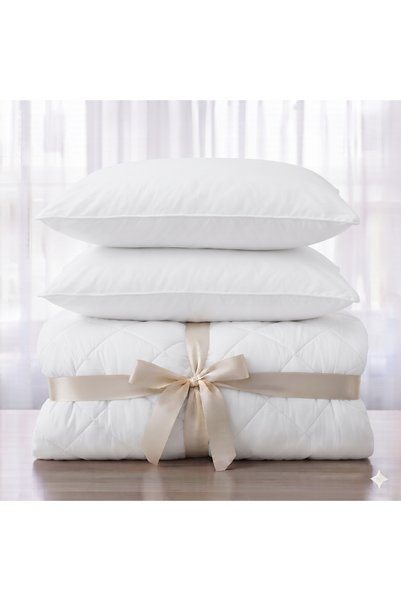 NufJoy Set Pilota matlasata pat dublu 200x220 cm + 2 perne 50x70 cm , Hipoale...