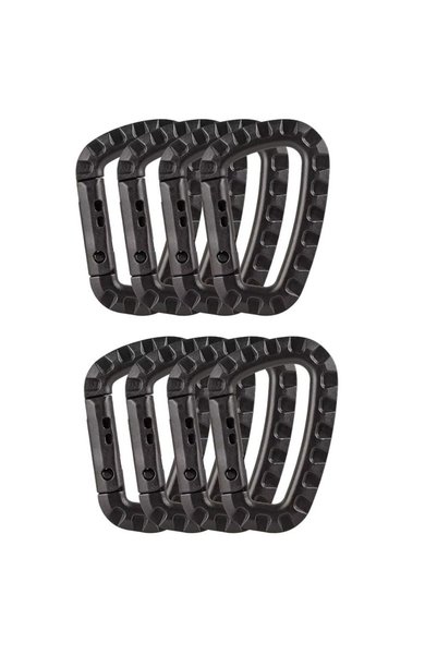 choice2 8pcs-black 4/8/16pcs Tactical Plastic Carabiner Clip Keychain D-Shape...
