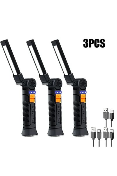 Heinast G139 3ps Portable COB LED Flashlight USB Rechargeable Work Light Magn...