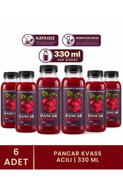Fermente Bahçem Pancar Kvass Acılı 6 adet | KATKISIZ, KORUYUCUSUZ, DOĞAL
