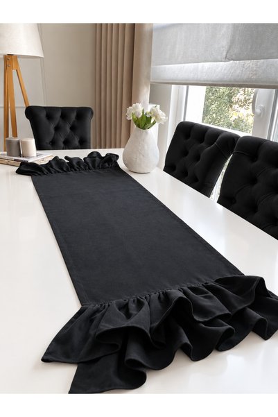 Decamor home İnci Vintage Μαύρο Σαλοπέτα Διπλής Στρώσης με Βολάν χωρίς Ραφές