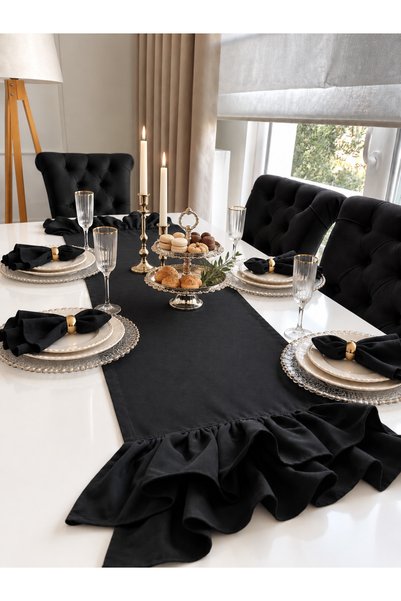 Decamor home حصيرة مزخرفة باللون الأسود من قماش اللؤلؤ المخملي