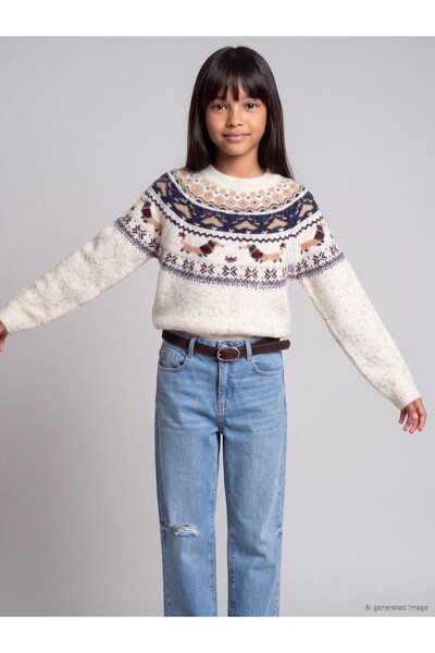 LC Waikiki I Zero Roba Collar Girl's Embroidered Knitwear Sweater from Freeze...
