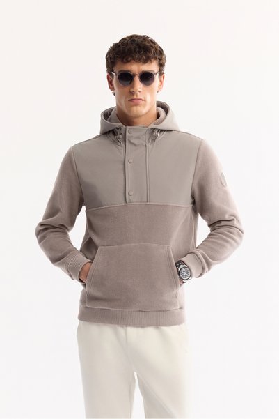 Avva Hanorac pentru bărbați, gri cu glugă Soft Touch Fleece, cu potrivire nor...
