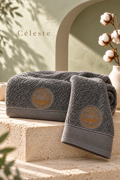 Céleste 100% Cotton Towel Set of 2 Pieces, Soft and Highly Absorbent, 650 Gsm...