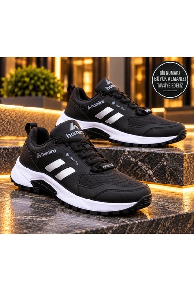 ARONA Unisex Waterproof PU Sole Sports Shoe-Black-White