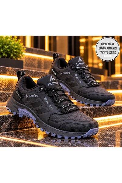 ARONA Unisex Su Geçirmez Poli Taban Spor Ayakkabı-Siyah