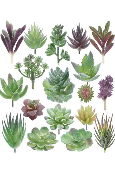 Choice 10pcs Green 2/5/10pcs Artificial Succulent Plants Double Flocked Succu...
