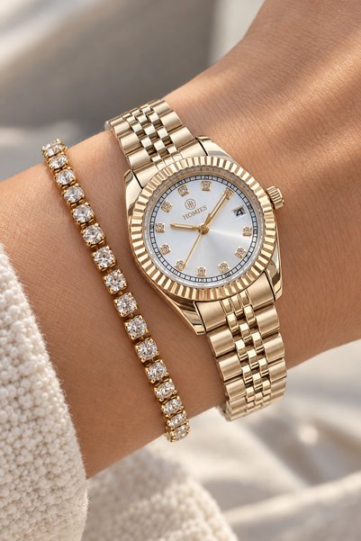 Homies Original Women's Watch - 3 Atm Water Resistant - Gold-Colored Steel St...