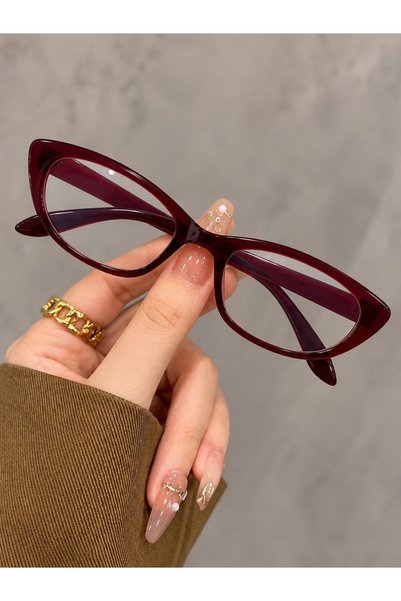 LOOKUP NEW Bordo 50 Ekartman Cat Eye Kemik Şeffaf Kadın Erkek Unisex Mavi Işı...