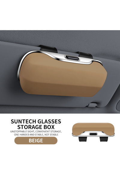 choice2 Beige Multifunction Car Glasses Box Portable Car Sunglasses Holder Ca...