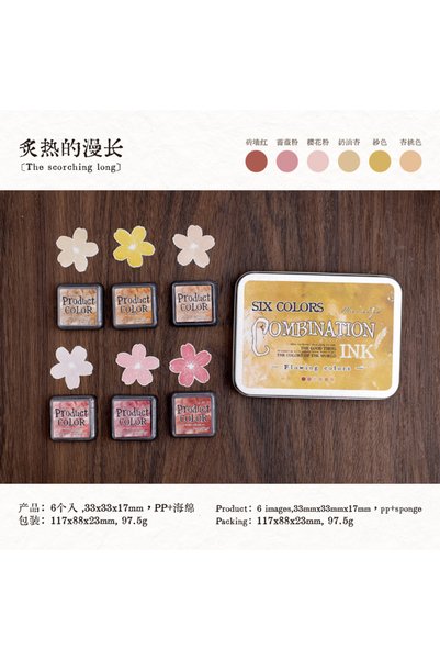 Choice3 A1 6 Pcs Colorfull Multicolor Ink Pad Set Student Planner Handmade Se...
