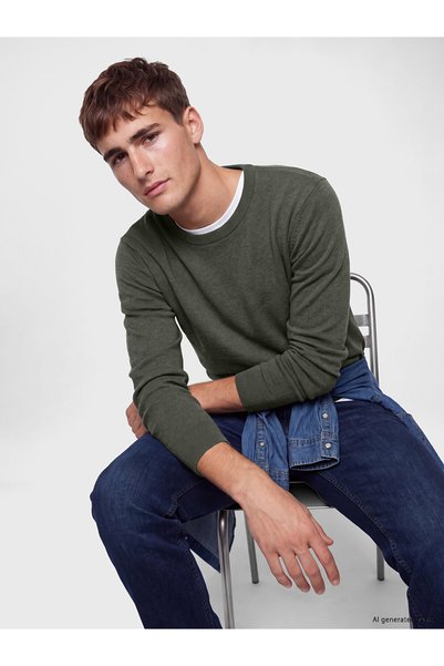 LC Waikiki Peak New Season Green Crew Neck Men's Knitwear Sweater