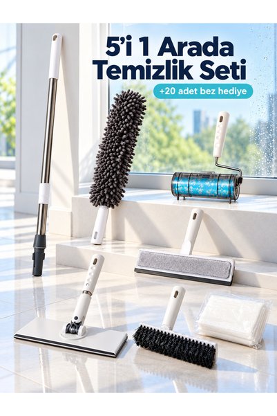 ERKUGO 5'i 1 Arada Temizlik Seti | Otomatik Mop, Cam Silme Aparatı, Tüy Topla...