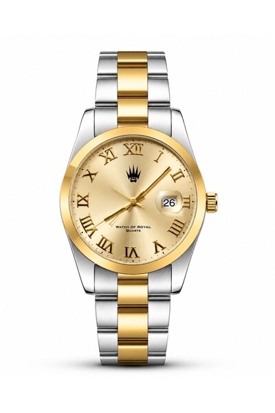 WATCHOFROYAL Aqualis Silver Gold Yellow Steel Wrist Watch