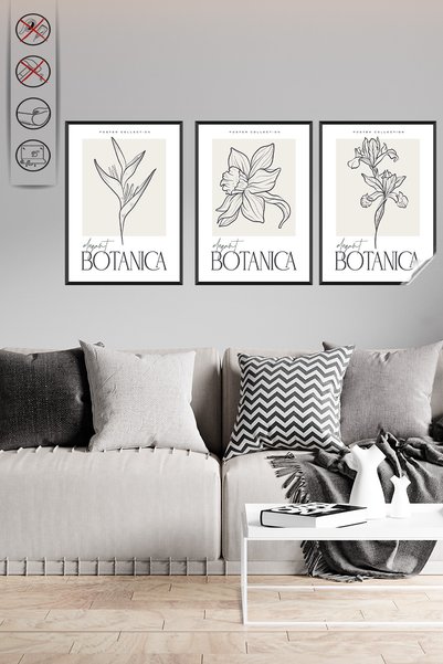 Akıllı Kağıt Statik Tutunma Özellikli Tablo - Poster Çiçek (Model-54) Çerçeve...