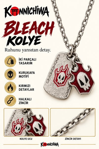 FG KONNİCHİWA Bleach Anime Kolye – Ichigo Kurosaki Hollow Mask Temalı Zincir ...