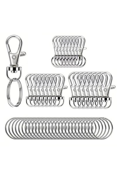 Choice Mixed Size 50PCS Swivel Snap Hooks With Key Rings Metal Swivel Lobster...