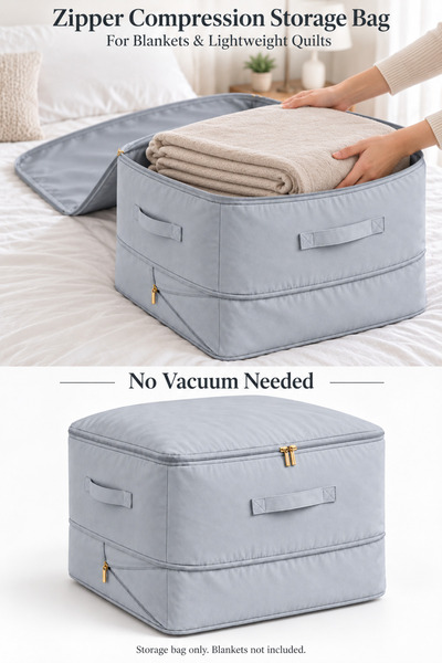 Grarey Zipper Compression Storage Bag for Blankets & Lightweight Quilts, No V...