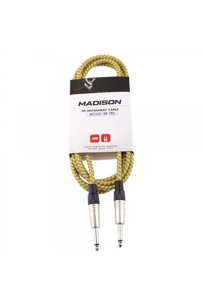 Madison Mic030-3M-Twd Braided Guitar Cable (3m Yellow Striped) |   Tweed Styl...