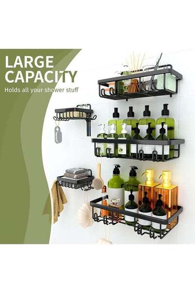 Arabest Shower Caddy 5-Pack, Adhesive Bathroom Organizer, Drill-Free Stainles...