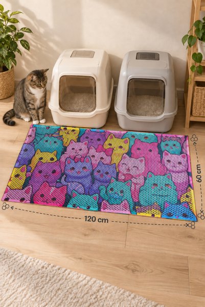 SoGood Concept XXL - Chibi Kediler Temalı Petek Dokulu Kedi Kumu Yakalama Pas...