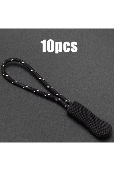 Choice 10pcs-black white 10pcs Zipper Pull Puller End Fit Rope Tag Replacemen...