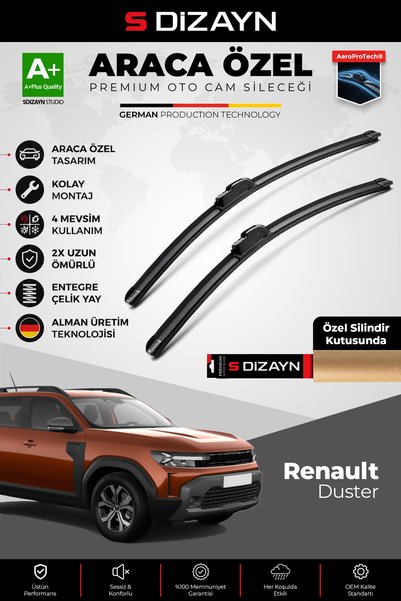 S Dizayn S-Dizayn Renault Duster ile Uyumlu Ön Cam Silecek Seti 2024 Üzeri Pr...