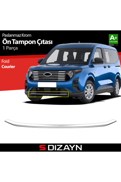 S Dizayn S-Dizayn Ford Courier ile Uyumlu Krom Ön Tampon Çıtası 2023 Üzeri A+...