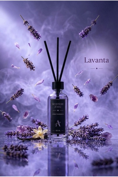 MYSTERE D'ARC Premium Lavanta Kokulu Bambu Çubuklu Oda Kokusu 100 ml Beyaz Şişe