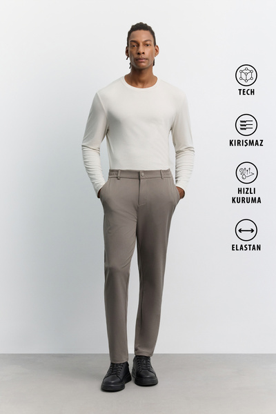 Avva Erkek Vizon Yanı Lastikli Kırışmaz Hızlı Kuruyan Teknik Kumaş Slim Fit P...