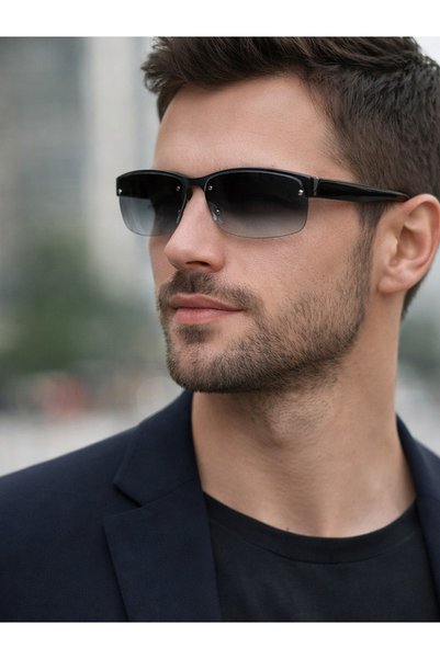 Révano Premium Retro Half-Rim Sunglasses for Men | UV Protection | Lightweigh...